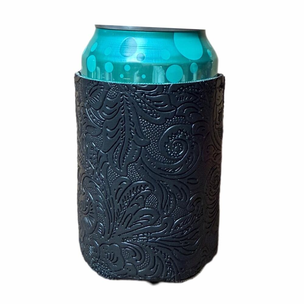 Black Embossed Can Holder handmade